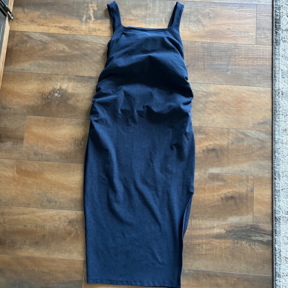 Beyond Yoga Spacedye Icon Nocturnal Navy Blue Maternity Midi Dress Size Small
